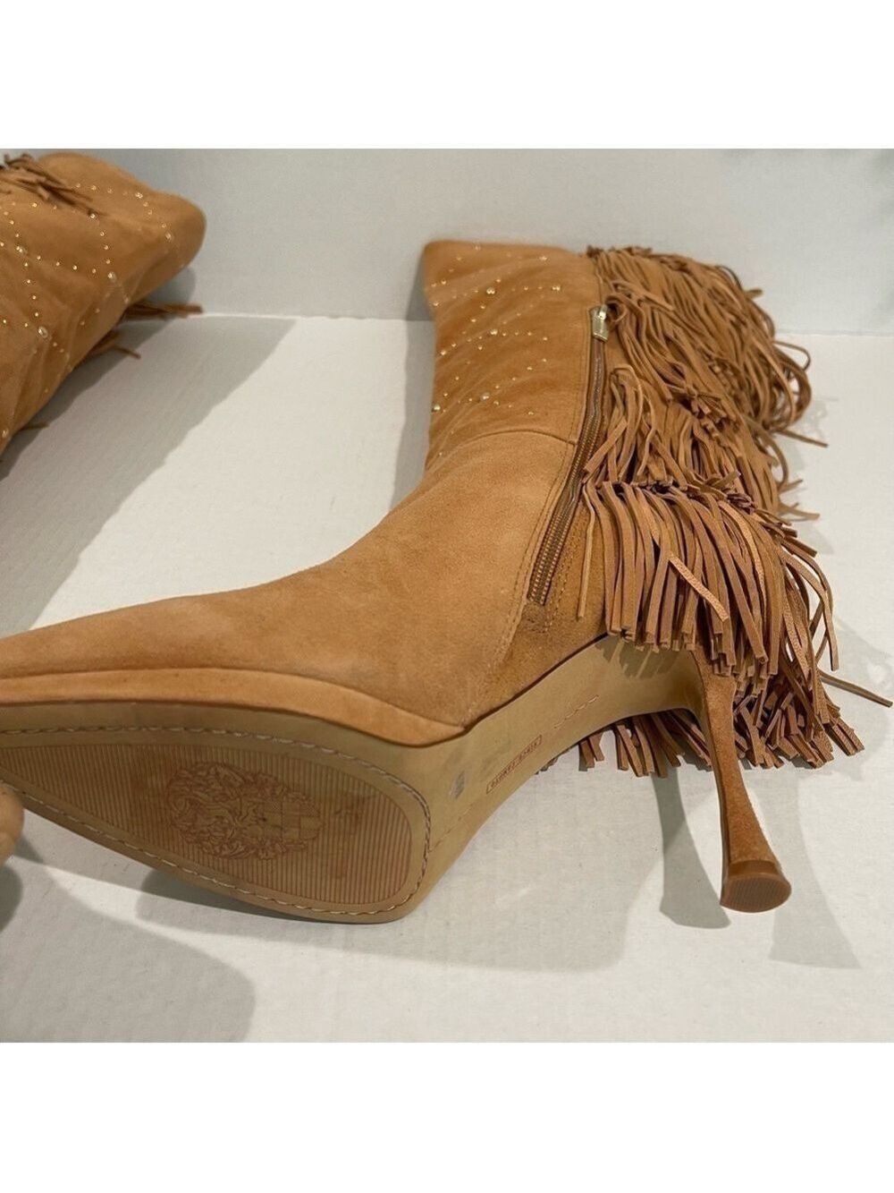 Women’s Vince Camuto Tan Fringe Panaryaz Knee High Boots Size 8.5 US! - Picture 8 of 9